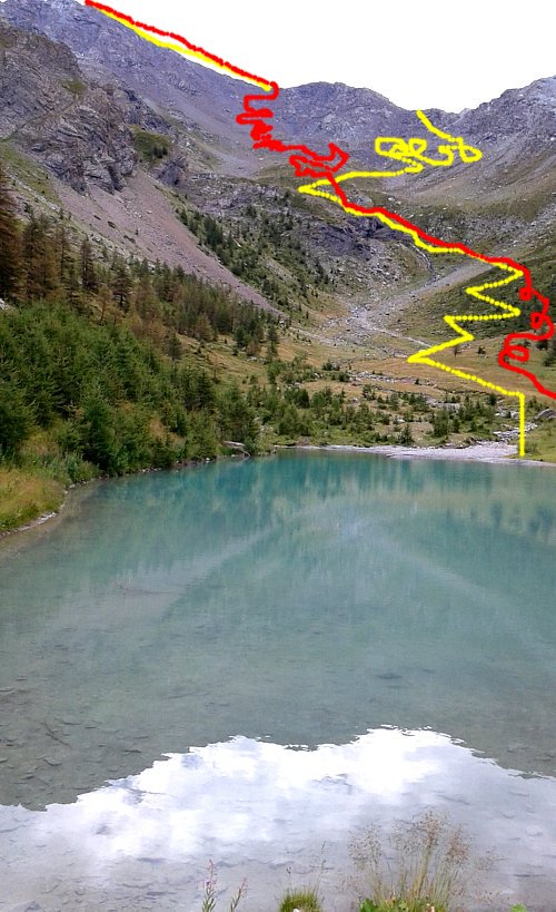 Il percorso; giallo salita, rosso discesa.