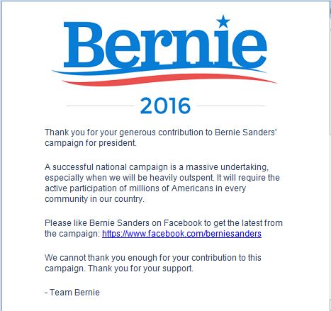 Anche Miriam oggi ha contribuito alla campagna di Bernie Sanders for President.